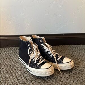 Stylish Black and White High-Top Sneakers